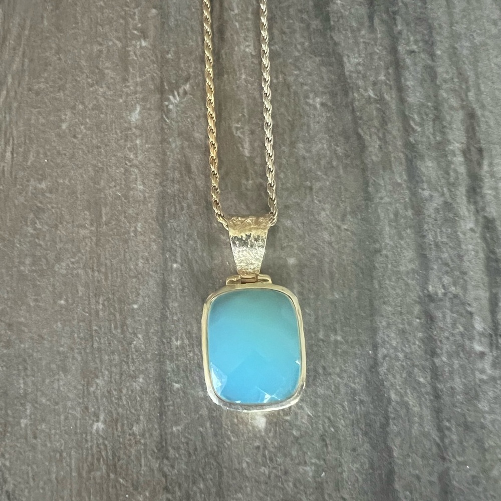 Vintage Sterling Silver Blue Chalcedony Necklace